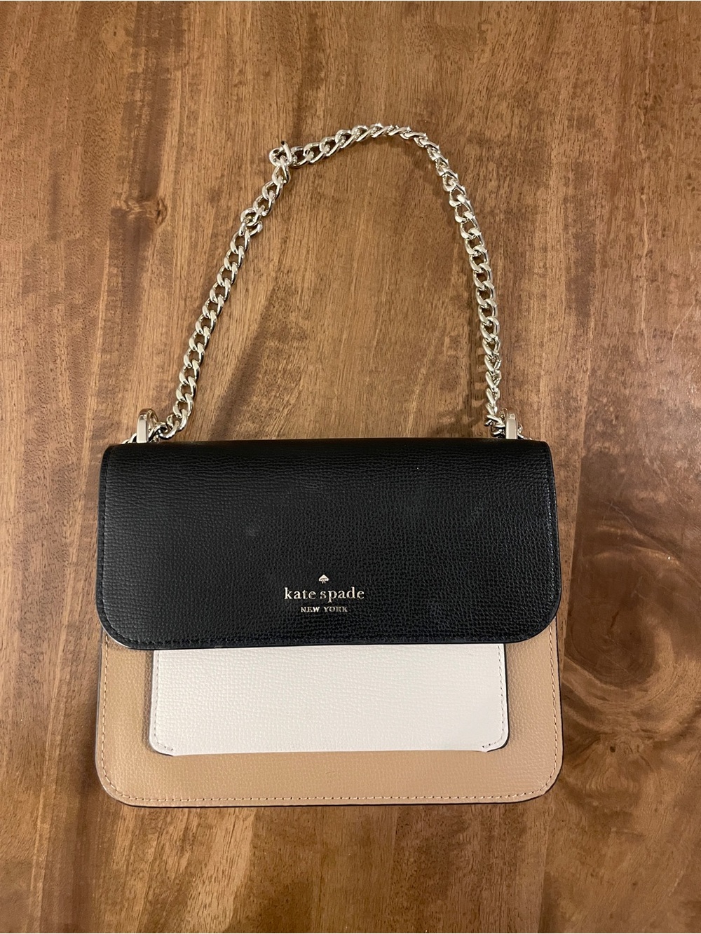 kate spade Colorblock Chain Shoulder Bag - Black/White/Tan